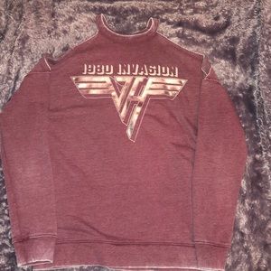 Off the shoulder Van Halen shirt